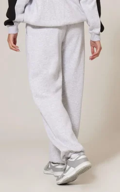 New PrettyLittleThing Print Embroidered Leisure Club Wide Leg Sweatpants Ash Grey