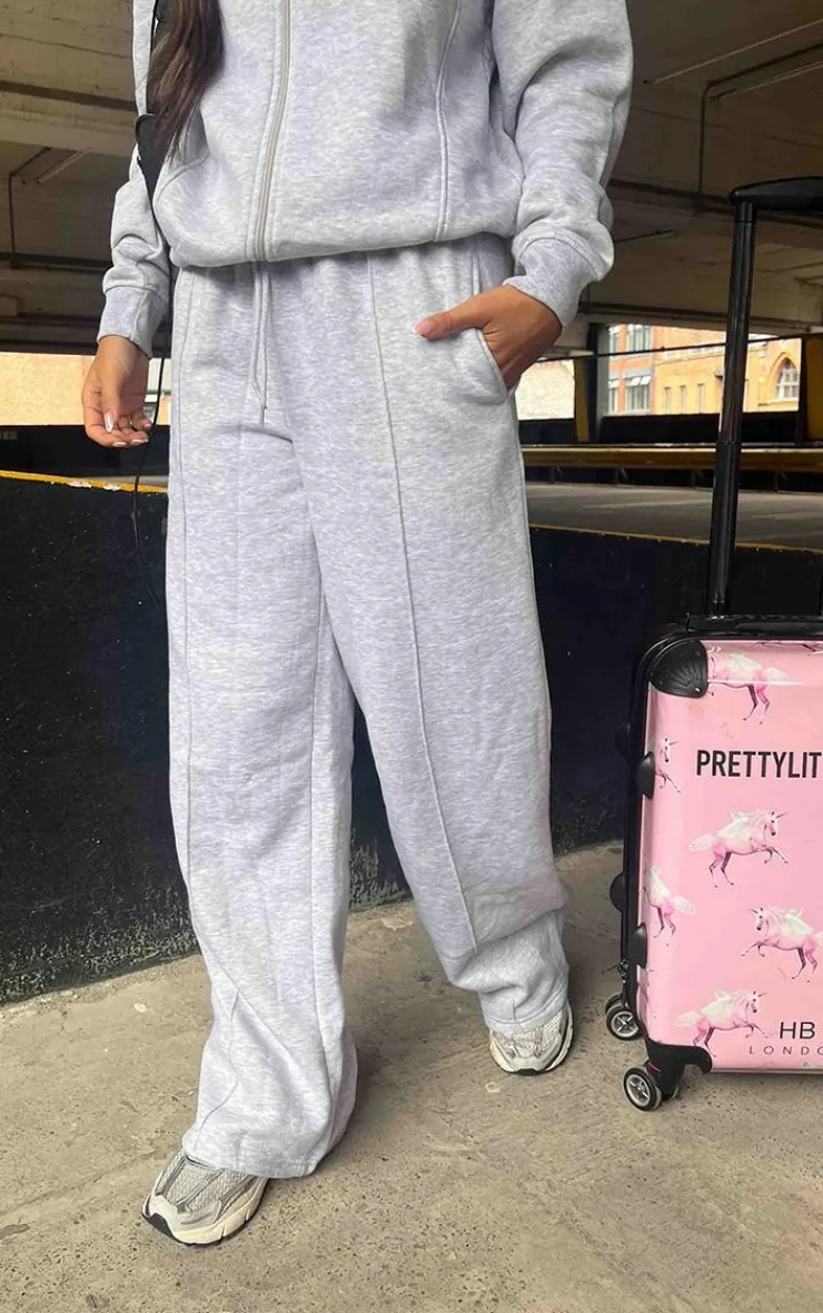 Discount PrettyLittleThing Seam Detail Straight Leg Sweatpant Ash Grey