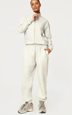 Best PrettyLittleThing Seam Detail Zip Track Top Ash Grey