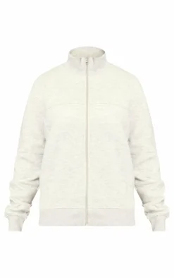 Best PrettyLittleThing Seam Detail Zip Track Top Ash Grey