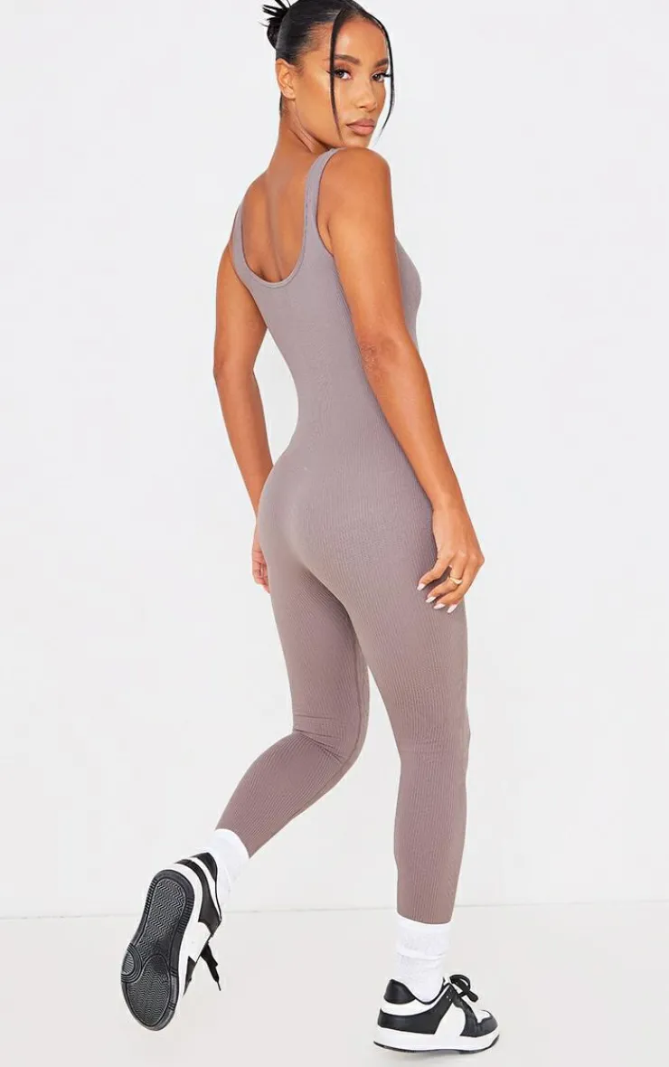 PrettyLittleThing Snatched*Structured Snatched Ribbed Scoop Neck Jumpsuit