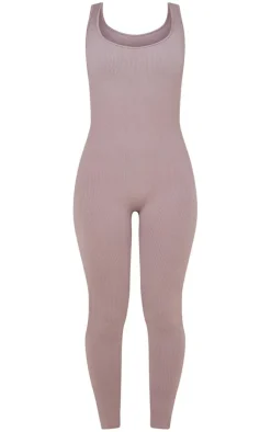 PrettyLittleThing Snatched*Structured Snatched Ribbed Scoop Neck Jumpsuit