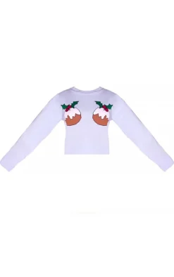 PrettyLittleThing Sweaters*Christmas Pudding Cropped Sweater
