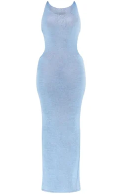 Baby Blue Crochet Cut Out Maxi Beach Dress