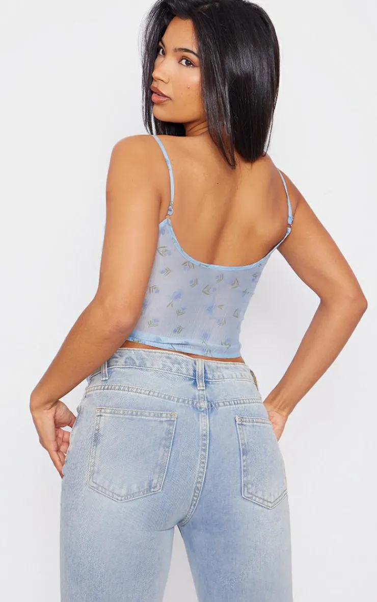 PrettyLittleThing Corsets*Floral Print Textured Satin Lace Up Corset