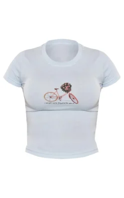 PrettyLittleThing T-Shirts*Flower Print Fitted Short Sleeve T Shirt