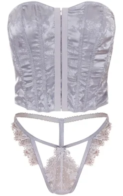Jacquard Satin Boned Corset-PrettyLittleThing Discount