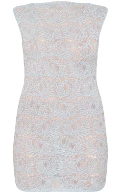 Lace Crew Neck Mini Dress-PrettyLittleThing Sale
