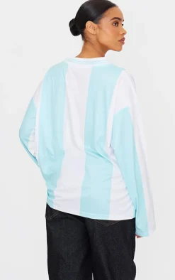PrettyLittleThing T-Shirts*Logo Sports Striped Long Sleeve Jersey
