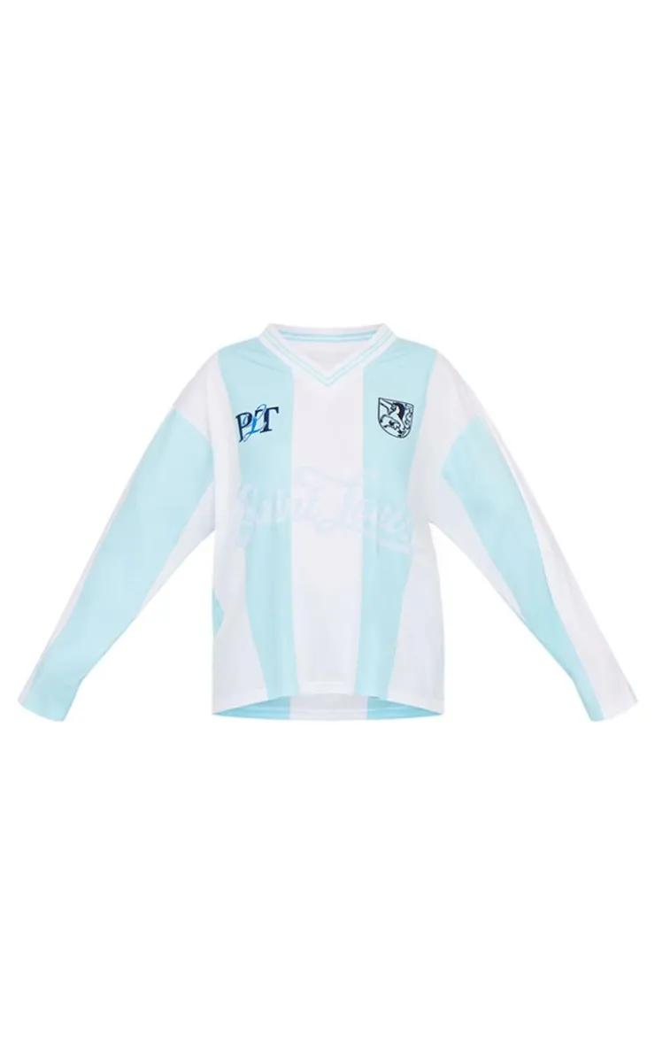 PrettyLittleThing T-Shirts*Logo Sports Striped Long Sleeve Jersey