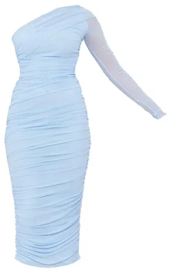 Mesh One Sleeve Midi Dress-PrettyLittleThing Hot