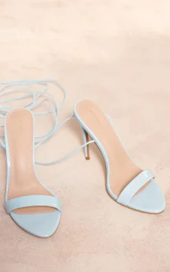 PrettyLittleThing Lace Up Heels*PU Round Toe Lace Up Heeled Sandals
