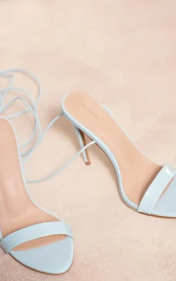 PrettyLittleThing Lace Up Heels*PU Round Toe Lace Up Heeled Sandals