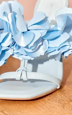 PrettyLittleThing Mules*PU Round Toe Satin Corsage Strap Heeled Sandals