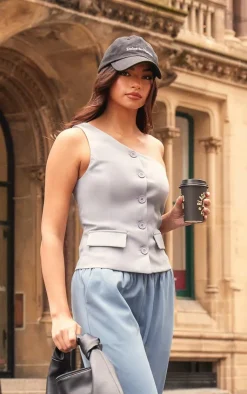 PrettyLittleThing Shirts*Tailored Woven One Shoulder Waist Coat