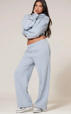 Outlet PrettyLittleThing Waistband Wide Leg Sweatpants Baby Blue