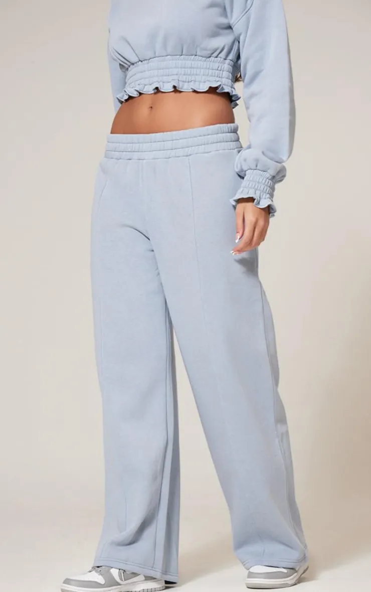 Outlet PrettyLittleThing Waistband Wide Leg Sweatpants Baby Blue