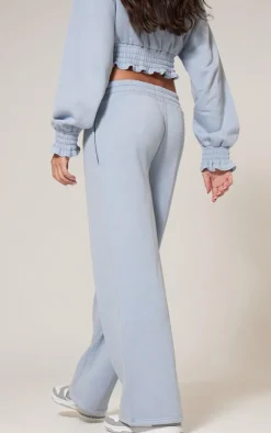 Outlet PrettyLittleThing Waistband Wide Leg Sweatpants Baby Blue