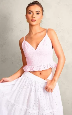 PrettyLittleThing Camisole*Broderie Elastic Waist Cami