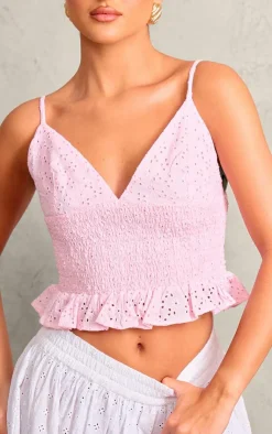 PrettyLittleThing Camisole*Broderie Elastic Waist Cami