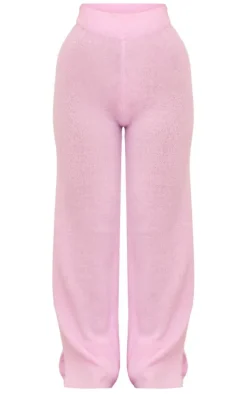 Baby Pink Candyfloss Knit Wide Leg Pants