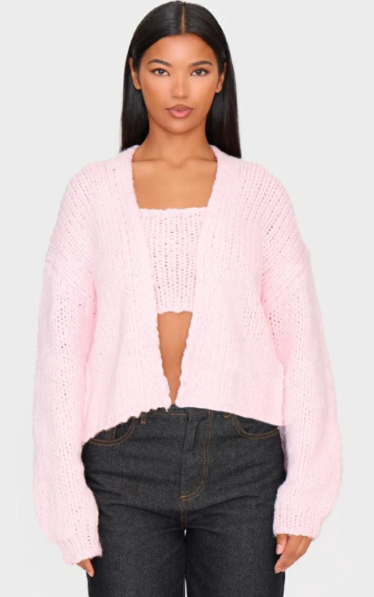 PrettyLittleThing Cardigans*Chunky Knit Cami Top And Cardigan Set