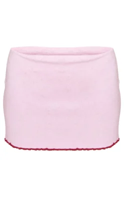 Outlet PrettyLittleThing Contrast Hem Glitter Detail Knit Button Up Crop Top Baby Pink