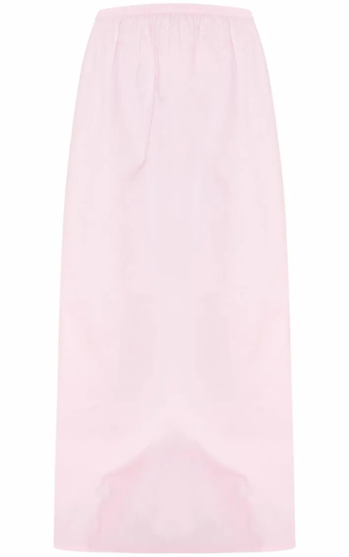 Baby Pink Cotton Poplin Elasticated Waist Maxi Skirt