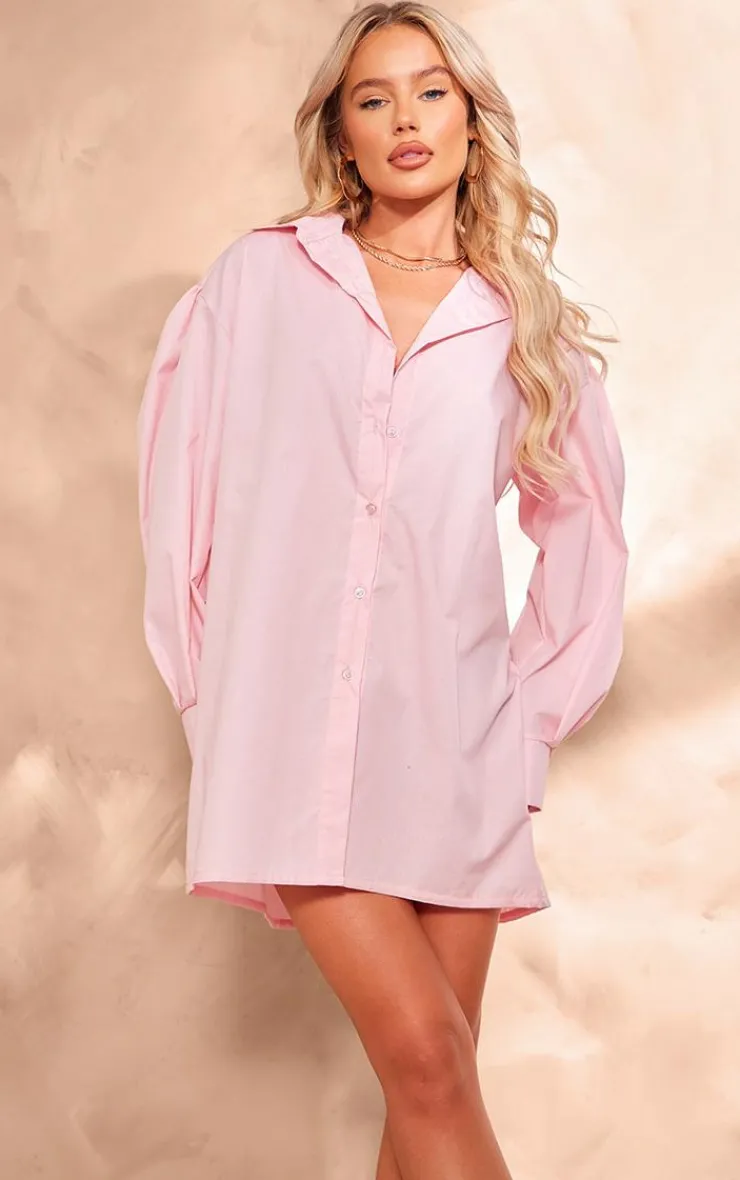 Cotton Poplin Oversized Shirt Dress-PrettyLittleThing Outlet