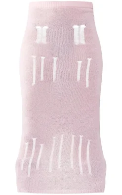 Best PrettyLittleThing Distressed Ladder Knit Maxi Skirt Baby Pink