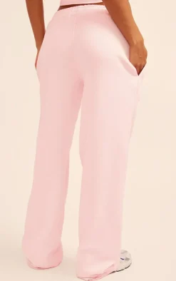 Best PrettyLittleThing Heart Embossed Wide Leg Sweatpants Baby Pink
