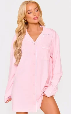 PrettyLittleThing Christmas Gifts*Jersey Piping Detail Long Sleeve Nightdress