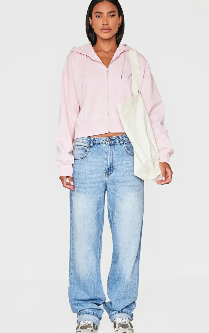 Baby Pink Lucky Girls Club Zip Through Hoodie