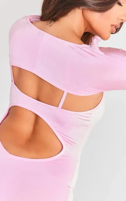 Baby Pink Open Back Romper With Bolero
