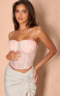 PrettyLittleThing Sleeveless Tops*Organza Pleated Bust Corset