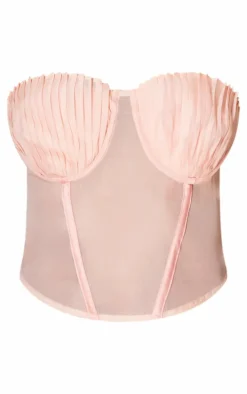 PrettyLittleThing Sleeveless Tops*Organza Pleated Bust Corset