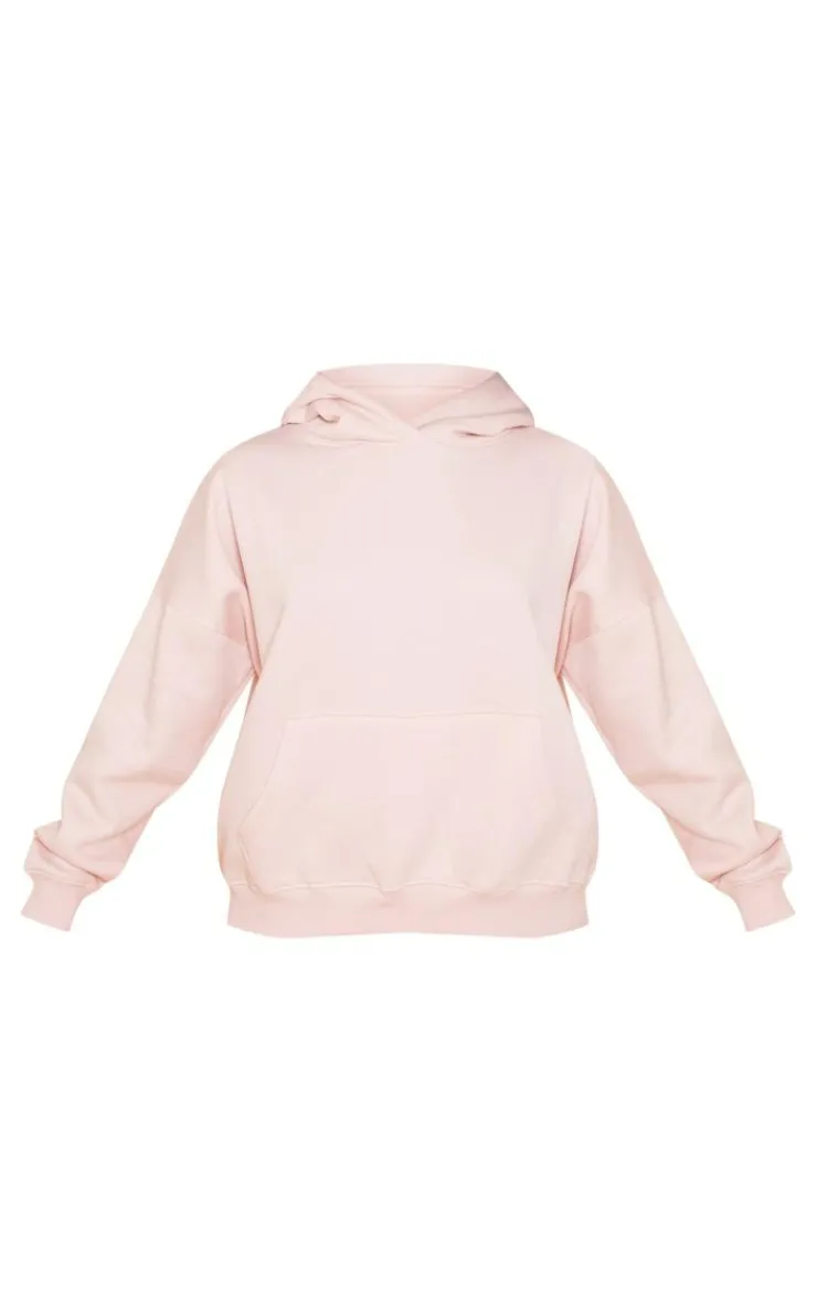 Discount PrettyLittleThing Oversized Main Character Energy Puff Print Hoodie Baby Pink