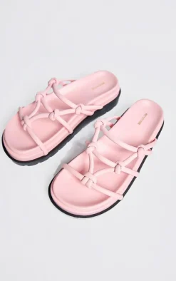 PrettyLittleThing Flat Sandals*PU Round Toe Knotted Tube Strap Sandals