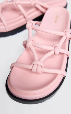 PrettyLittleThing Flat Sandals*PU Round Toe Knotted Tube Strap Sandals