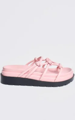 PrettyLittleThing Flat Sandals*PU Round Toe Knotted Tube Strap Sandals