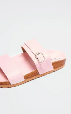 PrettyLittleThing Wide Fit Sandals*PU Wide Fit Double Strap Flat Sandals