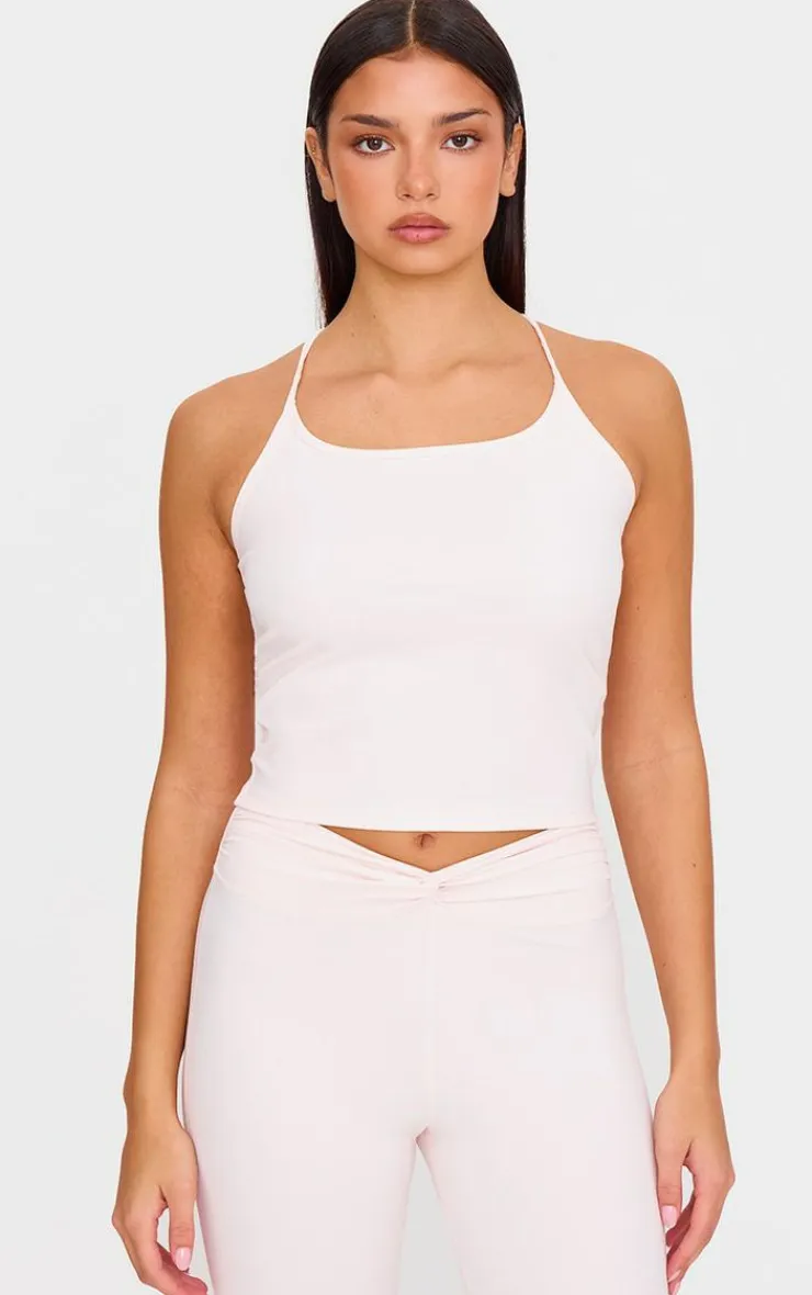 PrettyLittleThing Workout Tops*Baby Pink Sculpt Strappy Gym Vest