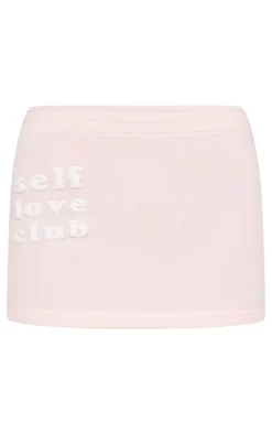 Sale PrettyLittleThing Self Love Club Graphic Sweat Skirt Baby Pink