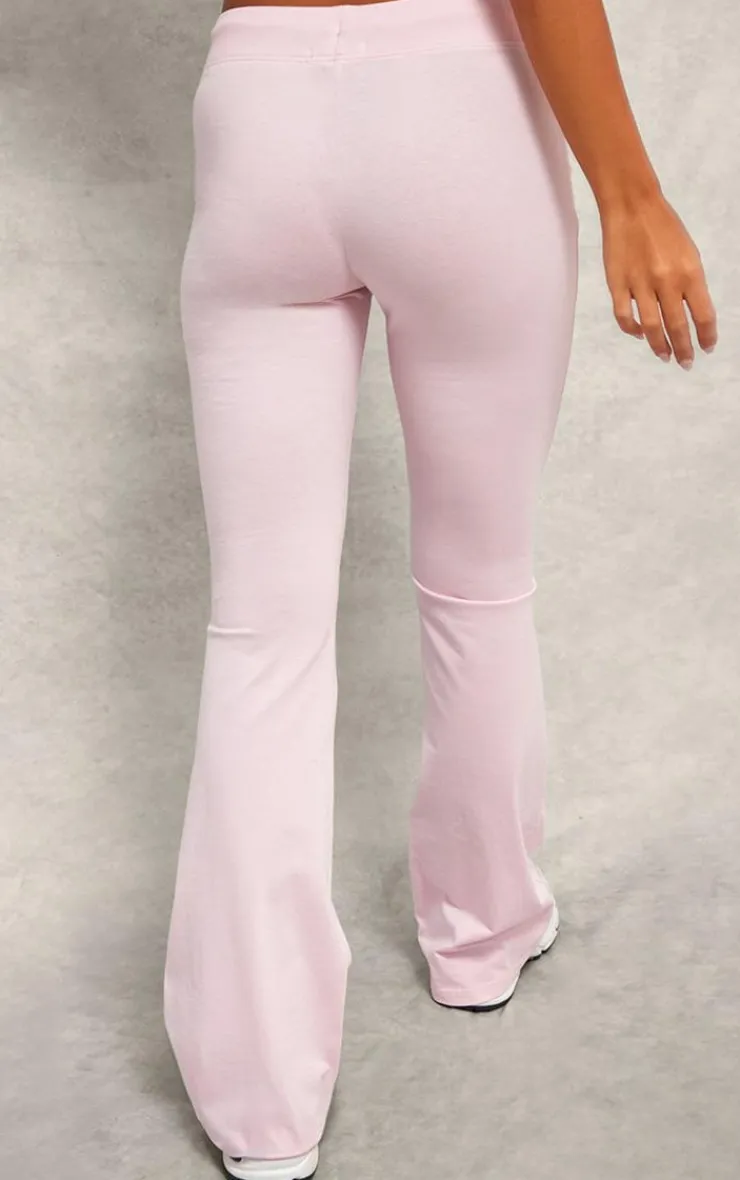 Discount PrettyLittleThing Studio Badge Detail Drawstring Flared Pants Baby Pink