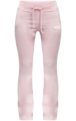 Discount PrettyLittleThing Studio Badge Detail Drawstring Flared Pants Baby Pink