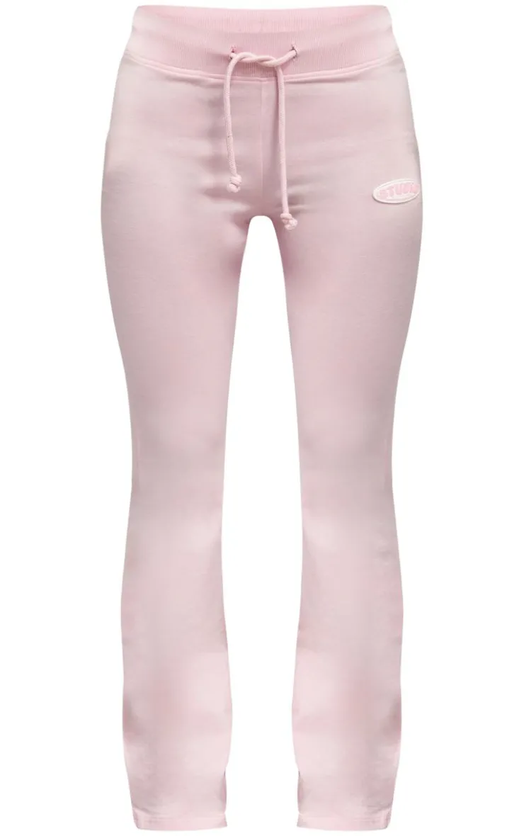 Discount PrettyLittleThing Studio Badge Detail Drawstring Flared Pants Baby Pink