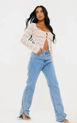 PrettyLittleThing Blouses*Textured Frill Square Neck Button Blouse