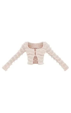 PrettyLittleThing Blouses*Textured Frill Square Neck Button Blouse