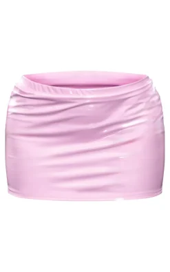 Discount PrettyLittleThing Vinyl Mid Rise Micro Mini Skirt Baby Pink
