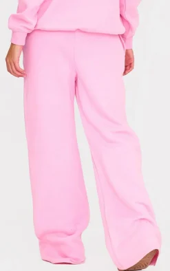 PrettyLittleThing Gym Wear*Pink Embroidered Drawstring Waist Wide Leg Sweatpants